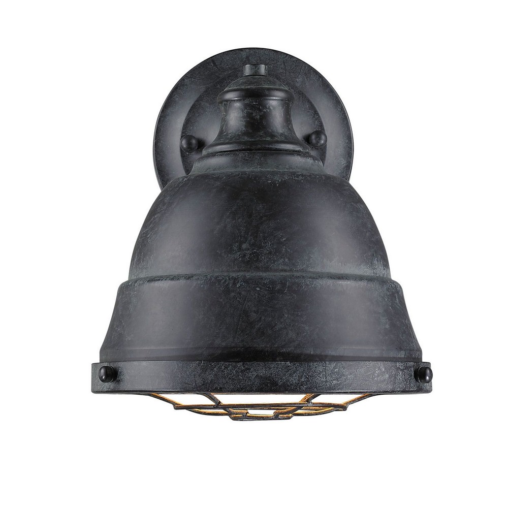 Golden Lighting-7312-1W BP-Bartlett - 1 Light Wall Sconce in Traditional style - 10.25 Inches high by 9.25 Inches wide   Black Patina Finish
